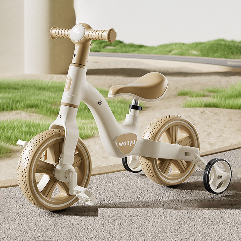 2-in-1 バランスバイク トライク ミニ自転車 補助輪付き 取り外し可能ペダル ヘッドライト 調節可能なシート 軽量スクーター