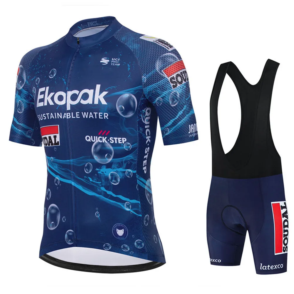 Soudal クイックステップサイクリングジャージセット半袖抗 UV バイクスポーツウェアチーム夏自転車服マイヨ Ciclismo Hombre