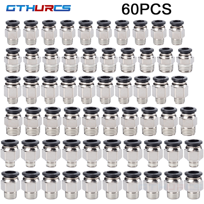 40/60 個の高品質空気圧継手 PC エアクイックコネクタ PC6-01/02 8-01/02 10-01/02 1/8 "1/4" おねじクイックカップリング