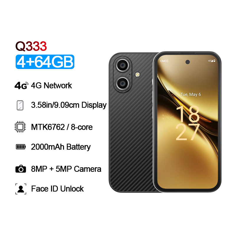 SOYES Q333 4GB RAM 64GB ROM Android 12.0 スマートフォン 2000mAh Face ID 4G LTE デュアル SIM 3.58'' 画面小型電話
