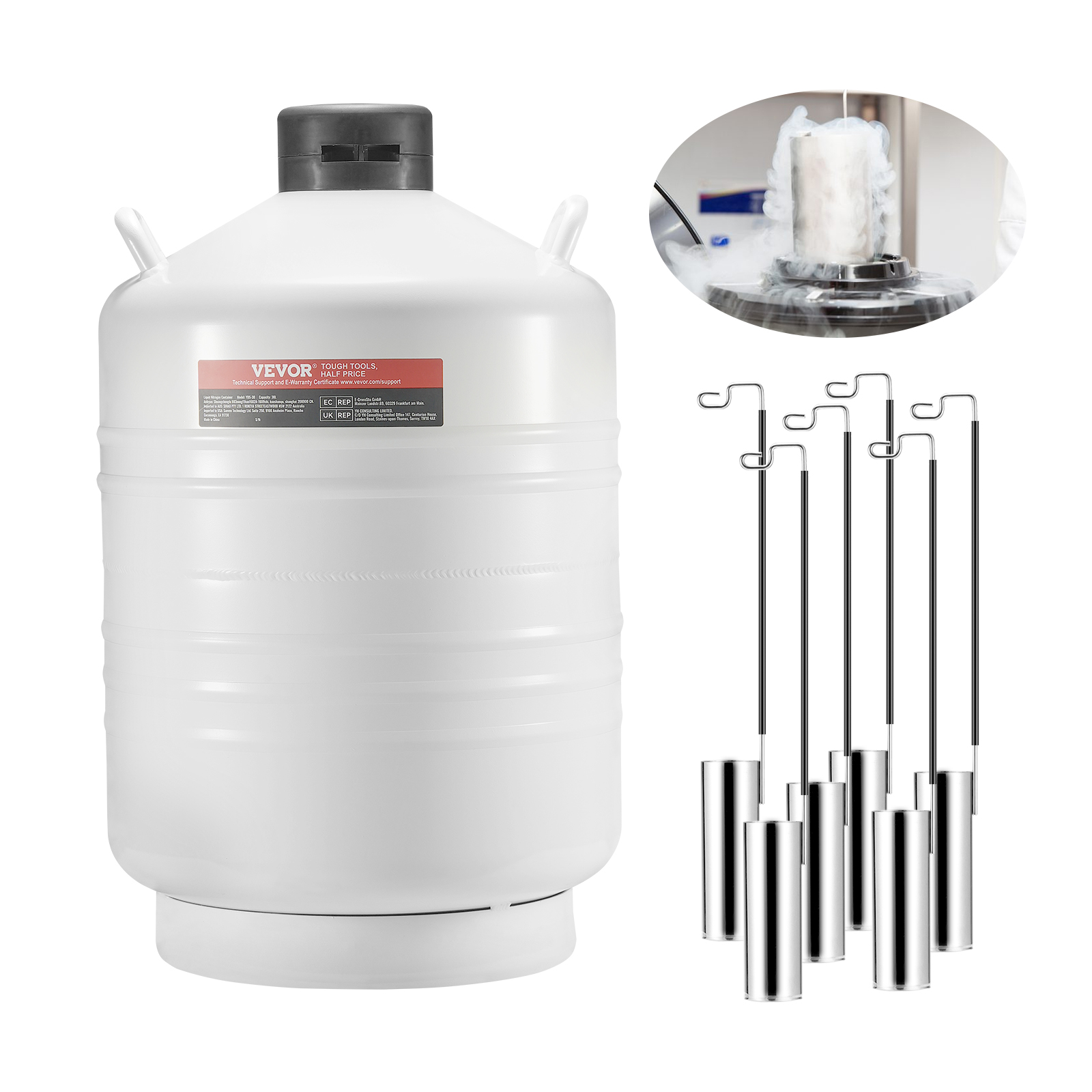 SucceBuy 液体窒素タンク 30L アルミニウム合金液体窒素 LN2 タンク デュワー美容産業精液保存科学