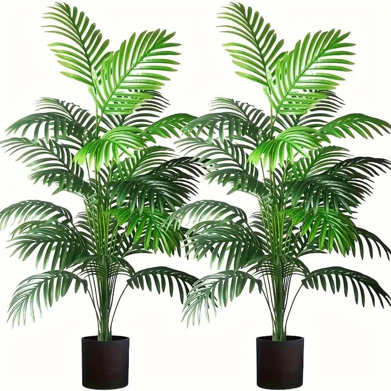 24葉アレカヤシ人工植物ポットプラスチックグリーンフェイクプラントツリー盆栽部屋の家の屋内屋外の装飾用