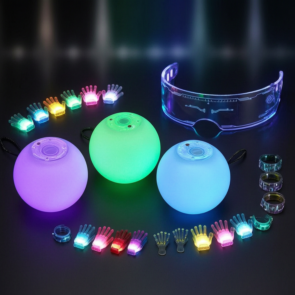 Luminous LED Props Set Glowing Gloves Glasses Ball For Halloween Party Performance Dance Supplies