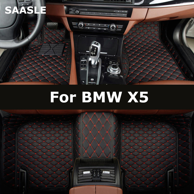 SAASLE カスタム車のフロアマット Bmw X5 E53 E70 F15 G05 F85 F95 自動車カーペット Foot Coche Accessorie