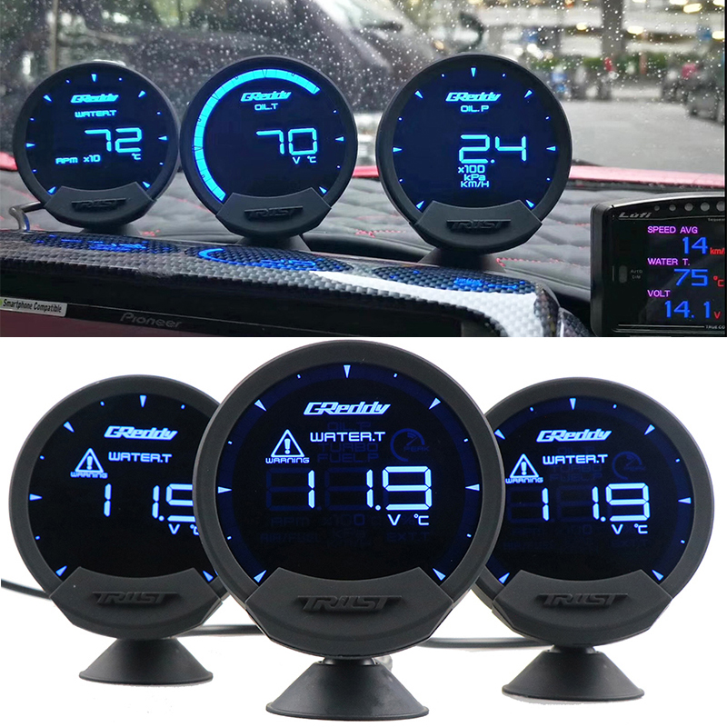 GREDDi シリウス LCD レーシングゲージ ターボゲージ ブースト速度 水温 油温 プレス 燃料比メーター タコメーター ボルト 7 色