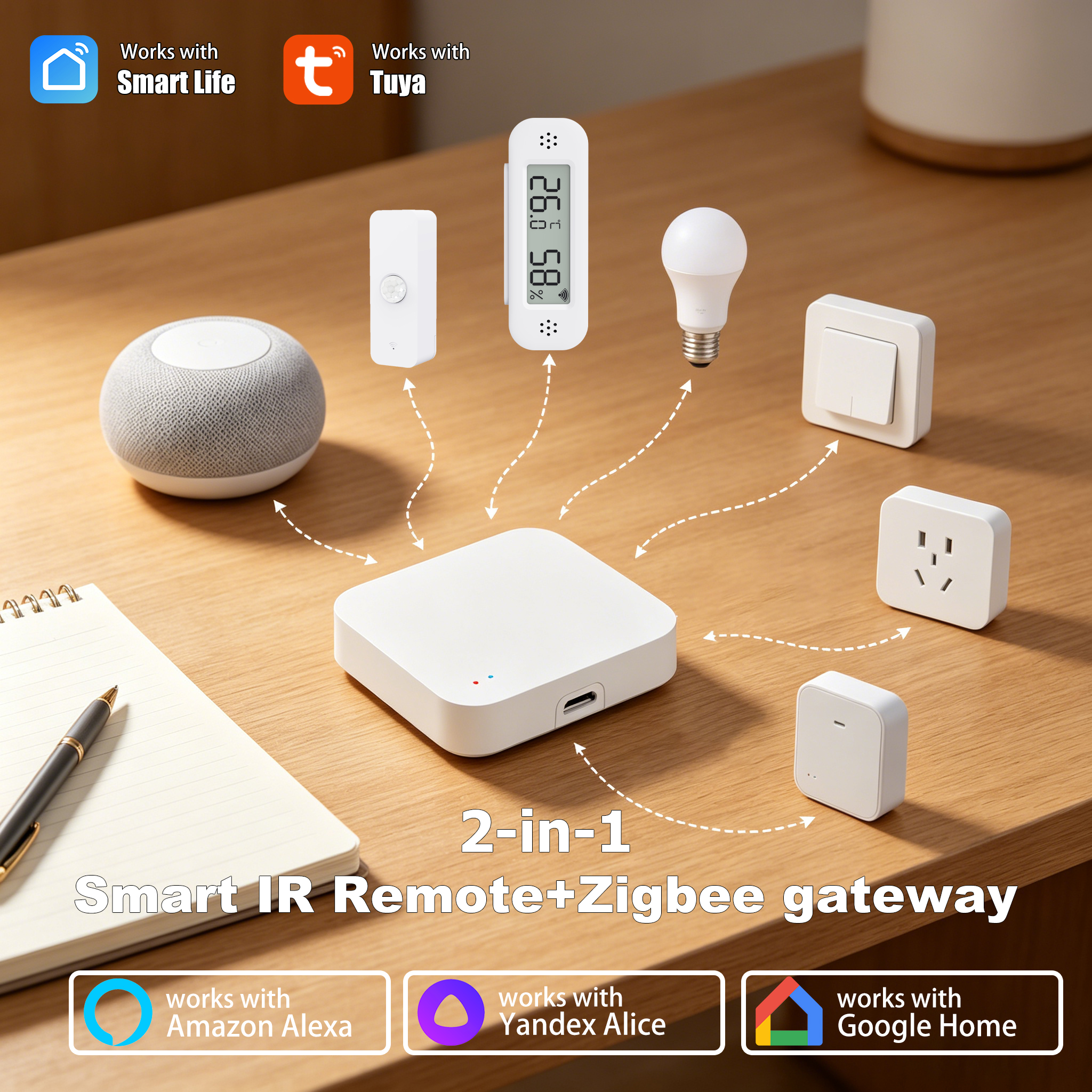 Tuya Zigbee 3.0 ゲートウェイ IR リモート コントロール ハブ WiFi メッシュ ブリッジ Alexa Google スマート ライフ用