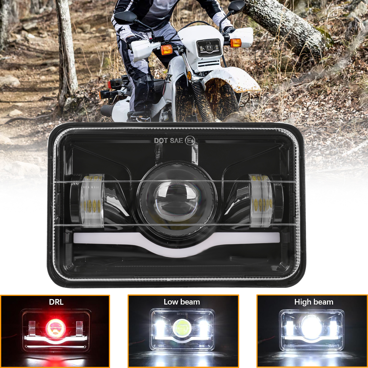 プロジェクター 4 "x6" LED ヘッドライト H4656 H4651 LED ヘッドランプホンダ XR650L 1993-2013 XR250L XR650R XR400R 高低ビーム