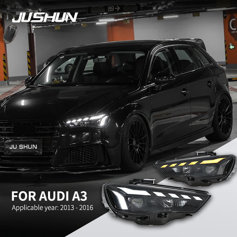 アウディ A3 ヘッドライト 2013-2016 S3 8V LED ヘッドライト DRL ダイナミック回転プロジェクターレンズ DRL ヘッドランプオートアクセサリー