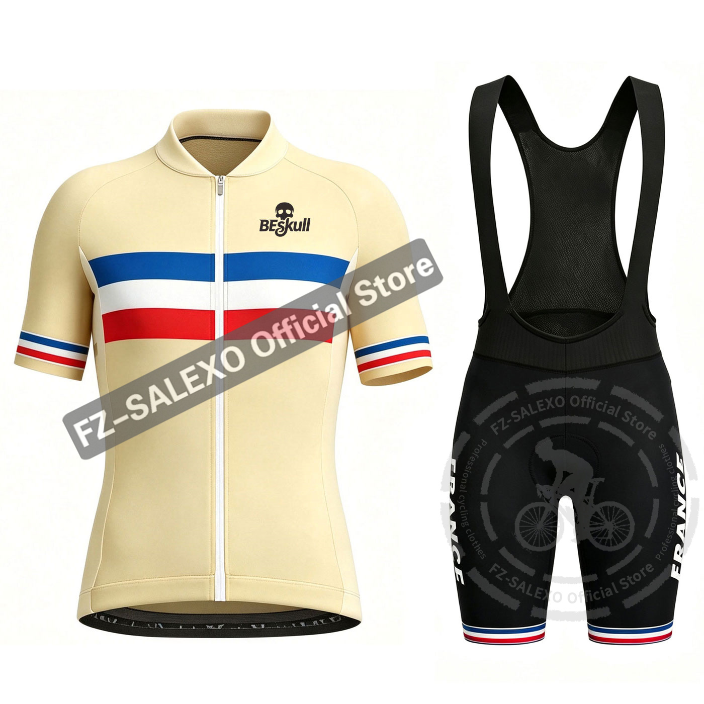 Beskull サイクリング服男性フランス夏半袖サイクリングジャージセットロードバイクシャツマイヨ Ropa Ciclismo スポーツウェアスーツ