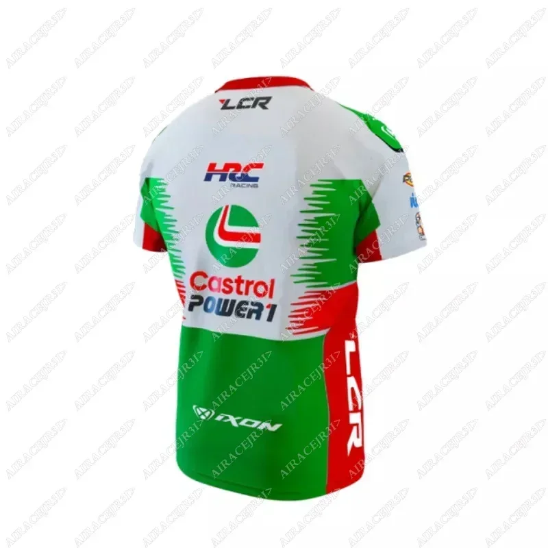 オートバイモト GP ホンダ HRC LCR カストロール Tシャツレディースメンズレーシングチーム速乾通気性夏白緑 Tシャツ