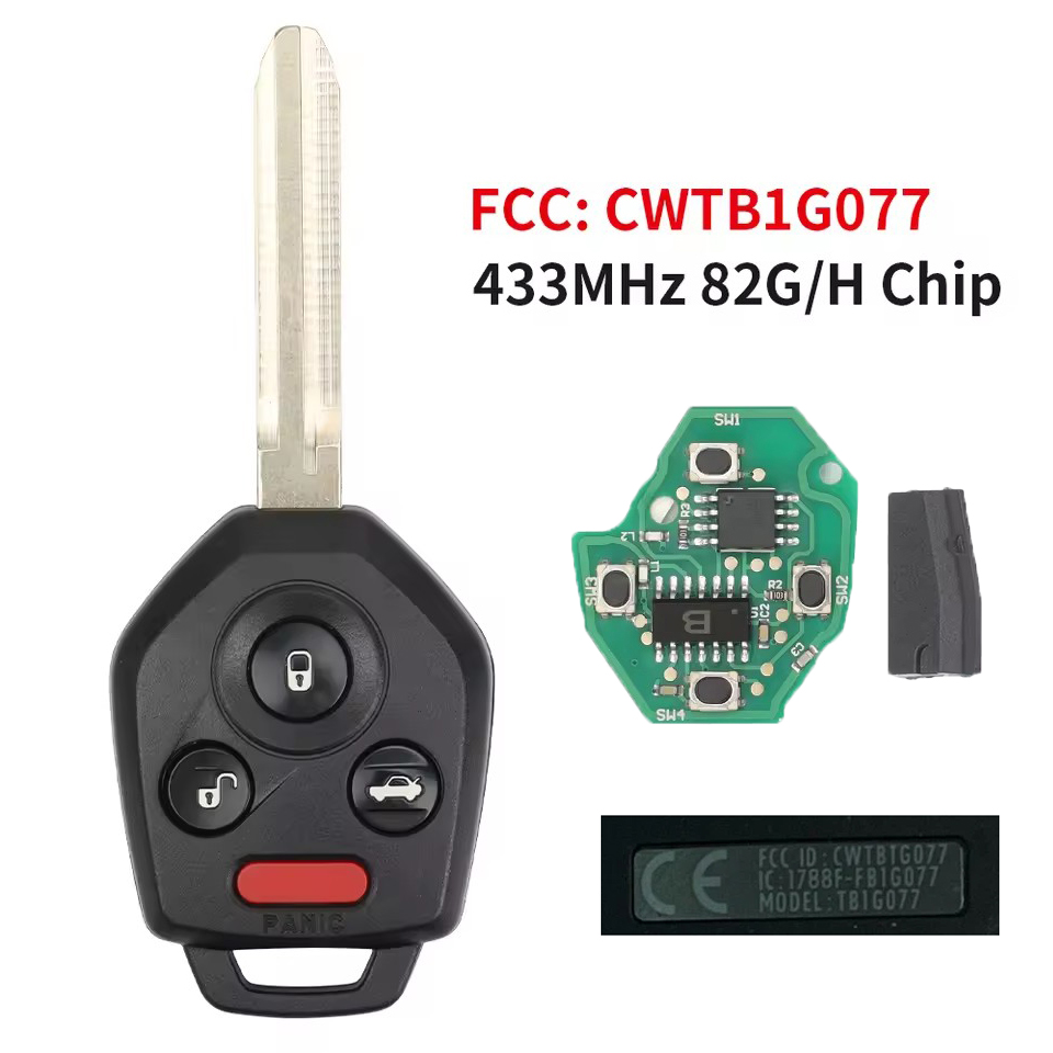 KEYECU 交換用リモートヘッドキー FOB 433MHz G OR H チップ スバル アセント クロストレック アウトバック レガシィ 2018 FCC ID: CWTB1G077