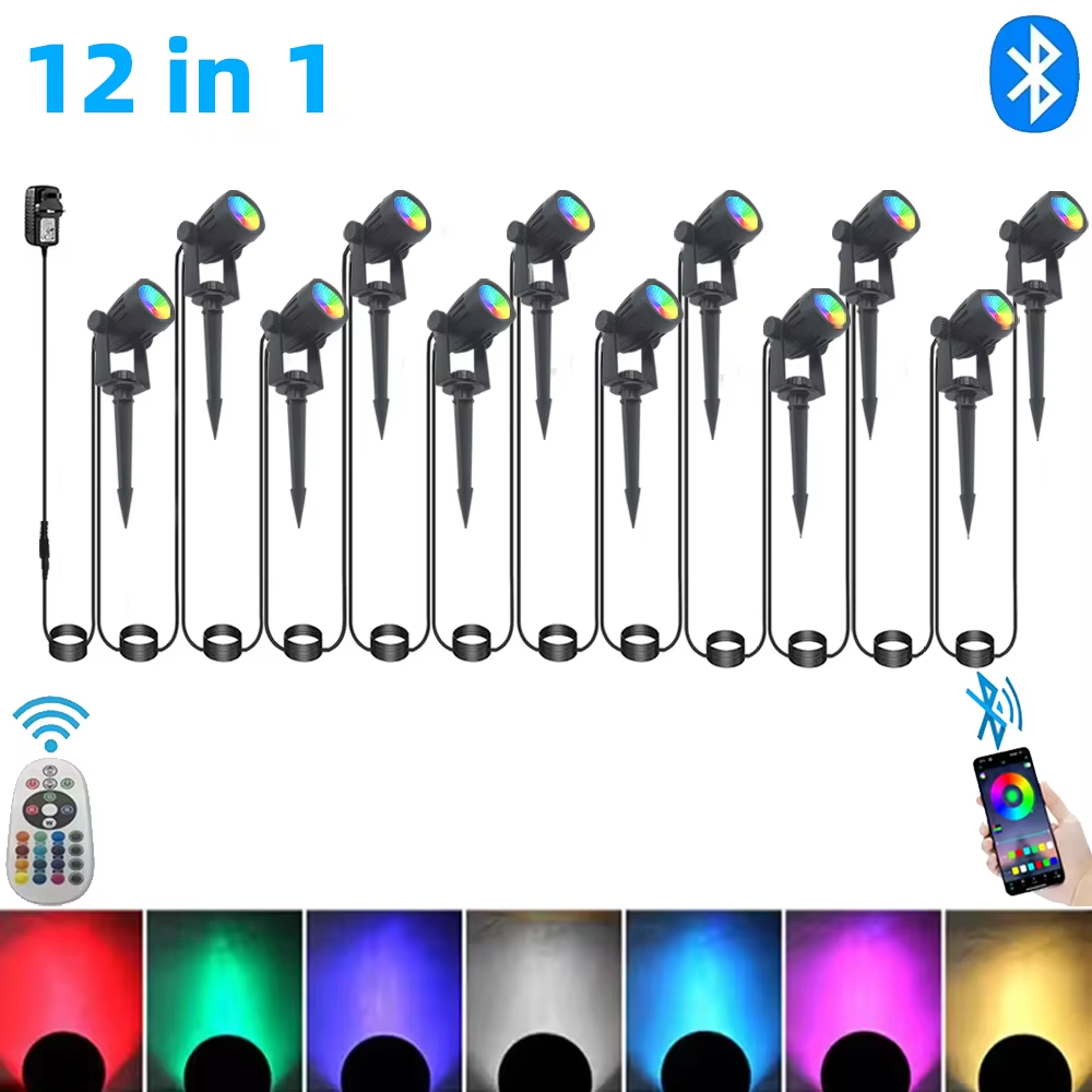 屋外スマート風景スポットライトアプリとリモコン 1600 万色 IP65 防水パス中庭庭園裏庭