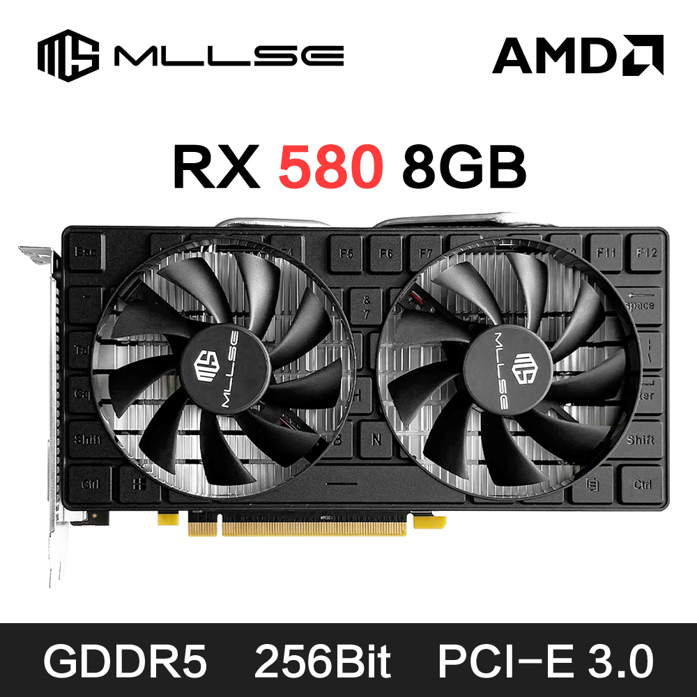 MLLSE AMD RX 580 8GB 2048SP ゲーミンググラフィックカード GDDR5 256ビット PCI-E 3.0 ×16 6ピン Radeon GPU Rx 580 ビデオカード Placa De Video