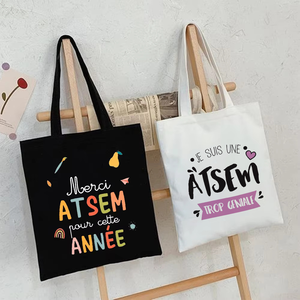 私は世界で最高の Atsem プリントショルダーバッグ女性トートバッグ教師生活ショッピングバッグ教師の日のギフト教師への