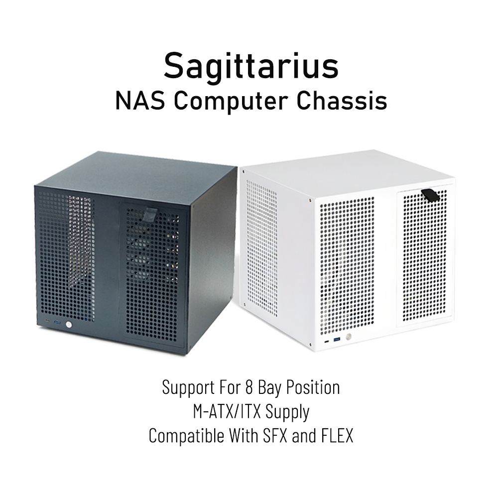ホット射手座 8 ベイ NAS シャーシバックプレーンケース付き ATX 電源 MATX マザーボードフルハイト PCIE UNRAID ブラックホワイト