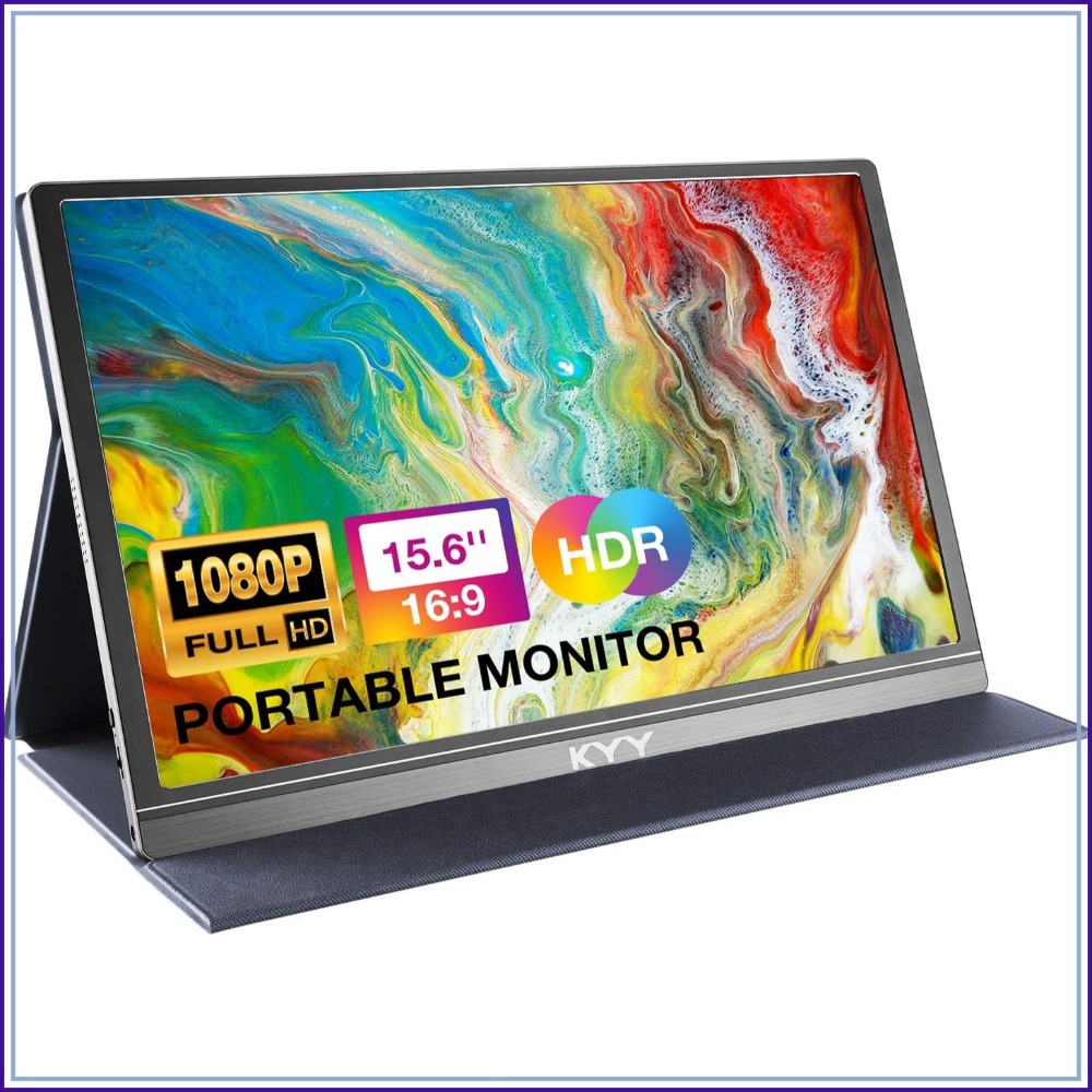 15.6 インチ 1080P ポータブル モニター、USB-C HDMI、HDR IPS ゲーミング ディスプレイ、スマート カバー付き