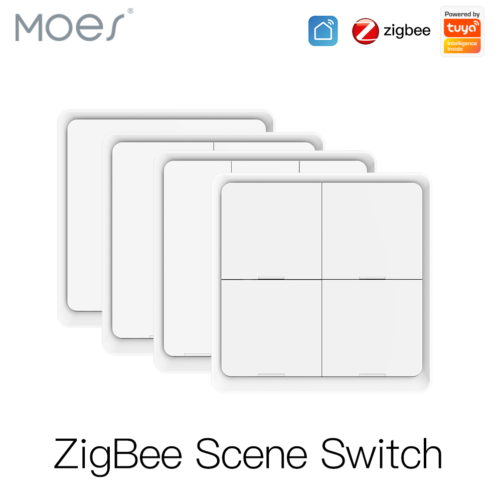 MOES 4 ギャング Tuya ZigBee ワイヤレス 12 シーン スイッチ プッシュ ボタン コントローラー バッテリー駆動オートメーション シナリオ Tuya デバイス用