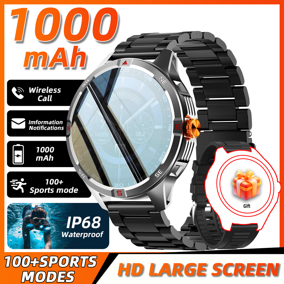 新しい 1000mAh 大容量バッテリー成人男性スマートウォッチ Bluetooth 通話 GPS トラッカーコンパス IP68 防水スポーツスマートウォッチ