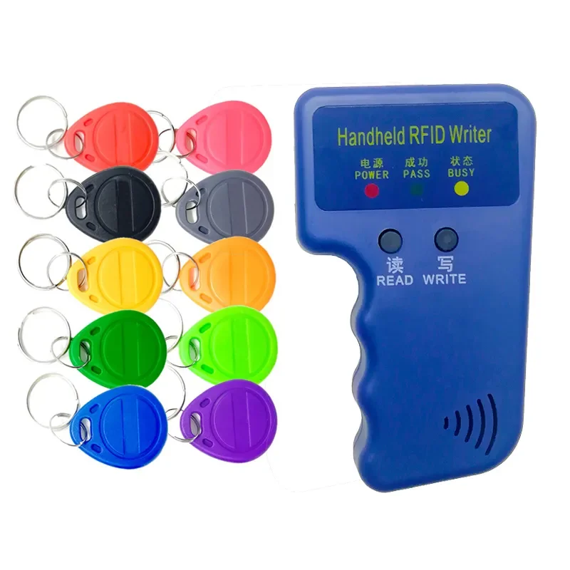 ハンドヘルド 125KHz EM4100 TK4100 RFID コピー機ライターデュプリケータープログラマーリーダー 5 個 EM4305 T5577 書き換え可能な ID キーフォブタグ