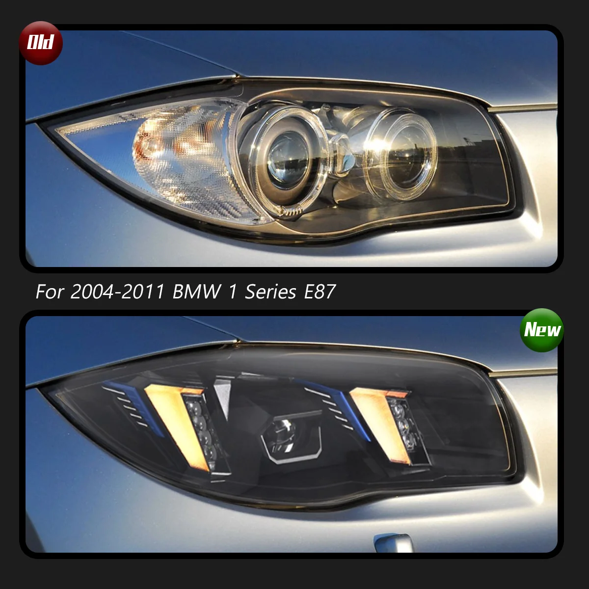 オートアクセサリー車 BMW 1 シリーズ E87 ヘッドライト 2004-2011 アップグレード新しい DRL ダイナミックターンシグナル LED ヘッドライトに変更