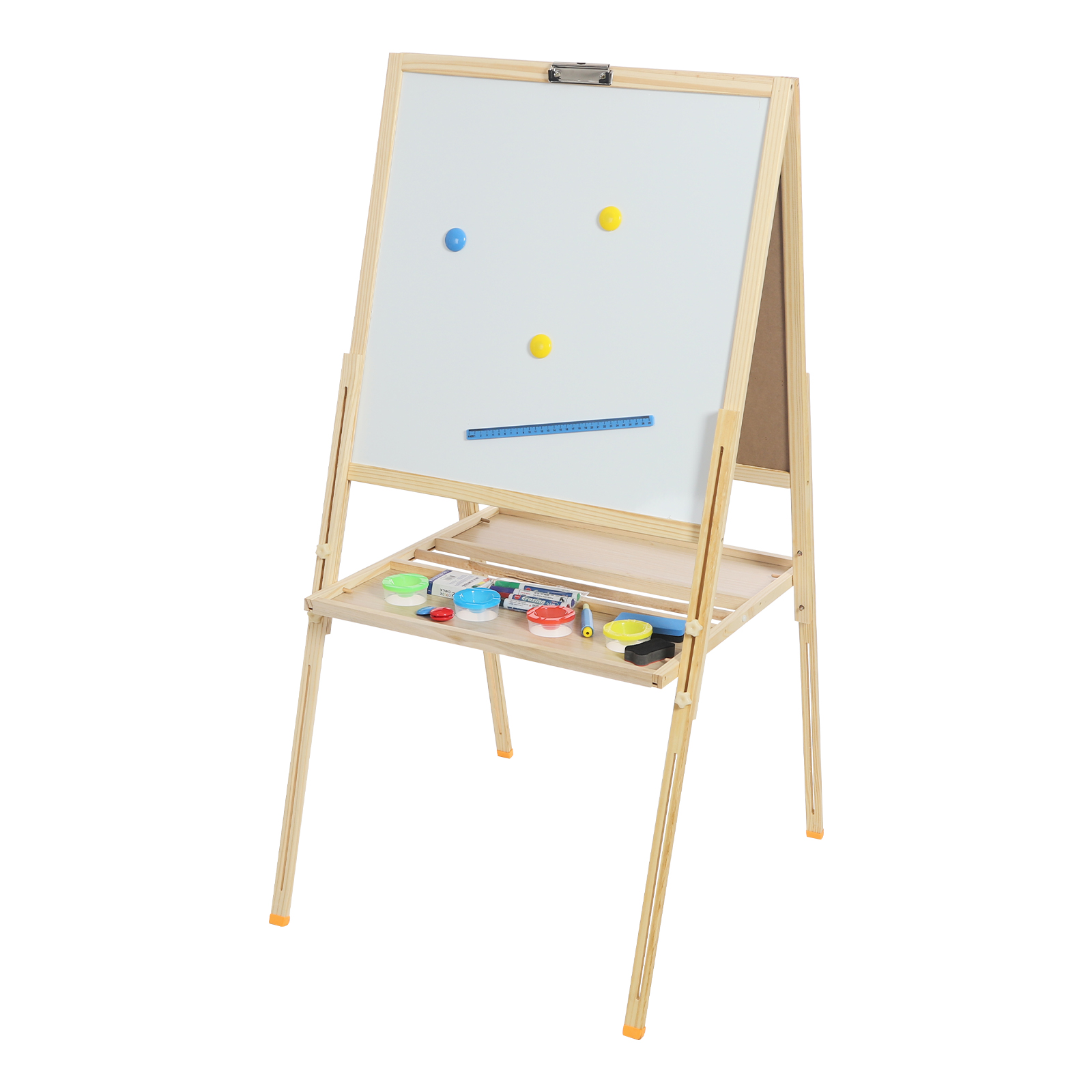 調節可能なキッズアートイーゼル、磁気ボード付き、3-in-1木製描画スタンド、高さ35～61インチ、完全なアクセサリーセット