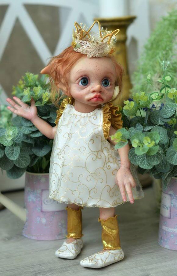 NPK 17 インチ塗装済み完成品人形全身ソフトシリコンリボーン妖精エルフ赤ちゃんティンキーグッズアート人形
