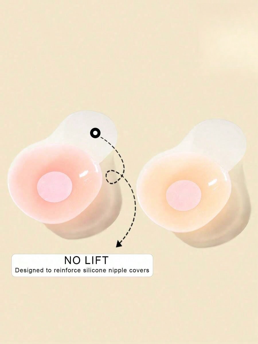 プラスサイズの再利用可能なシリコン乳首パッチ 1 ペア |大きな胸のための自己粘着バスト リフト テープ |キャミソール/ストラップレスドレス用の目に見えない丸い胸ステッカー、たるみ防止プッシュアップ乳首カバー
