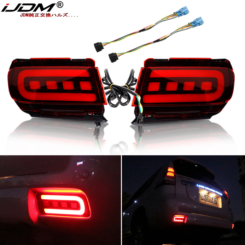 iJDM バンパーリフレクターライト 10-19 トヨタ ランドクルーザープラド 150 LC150 FJ150 GRJ150 テール、ブレーキ用