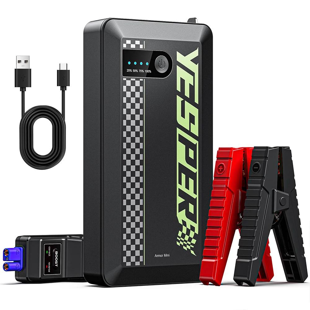 YESPER ポータブルカージャンプスターター 1500A ピーク、12V バッテリーブースターパワーバンク USB 充電器、オートバイ SUV トラック 7L ガス 5.5L ディーゼル用ジャンプボックス