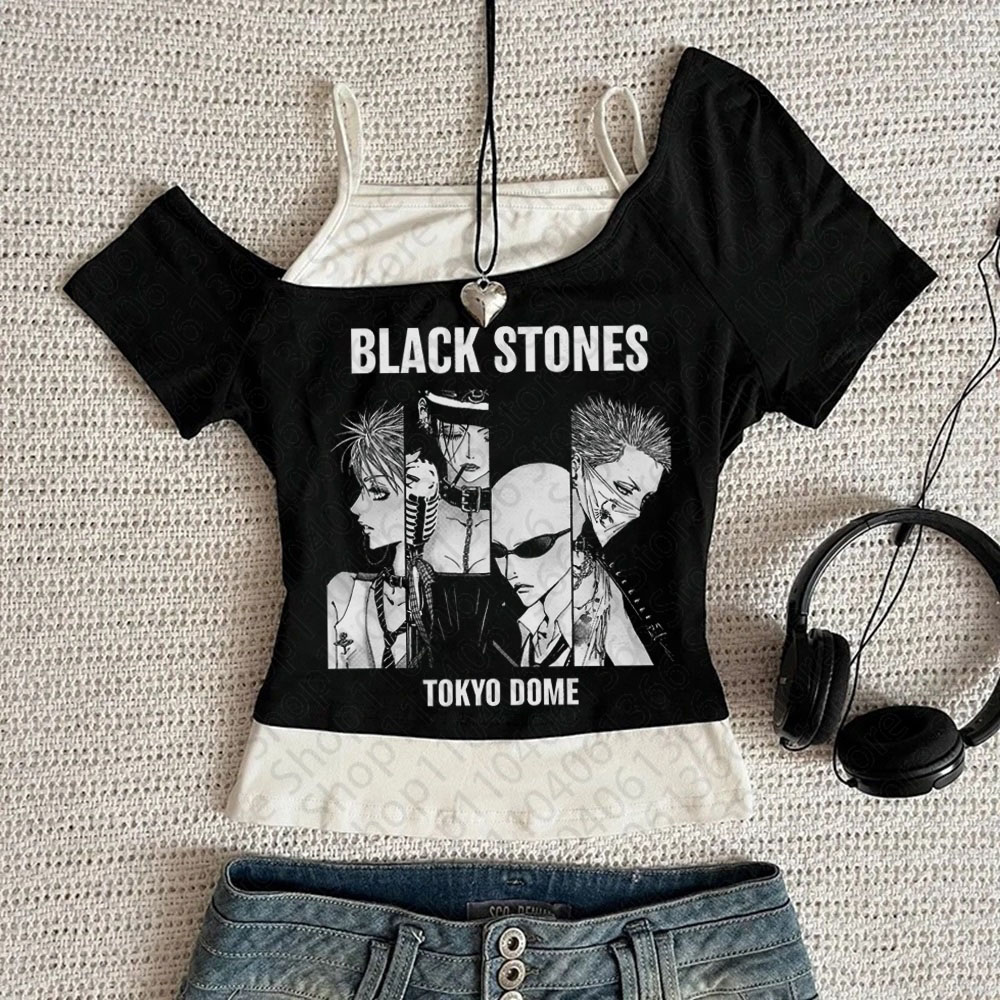 Y2k ナナ大崎グラフィック Tシャツカジュアル原宿ストリート和服ファッションロックパンクノースリーブタンク