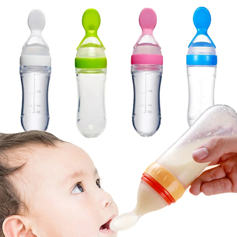 どろどろ食品フィーダースプーン 赤ちゃんの授乳用 ピューレジュース エッグカスタードフィーダー プレスタイプ ボトルスプーン 幼児 子供 乳首用器具