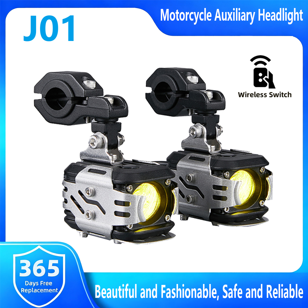 J01/J03 ワイヤレススイッチオートバイフロント補助スポットライト 7200 ルーメン電気自動車 LED ビーズ遠近光接線