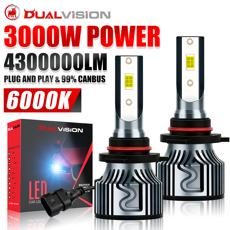Dualvision 3000 ワット H7 H4 H11 LED CANBUS H1 H3 880 881 H27 9005 HB3 9006 HB4 H8 H9 9012 HIR2 車のヘッドライト電球 CSP オートフォグランプ