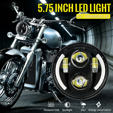 5.75 インチプロジェクター LED ヘッドライト H4 ユニバーサルヘッドランプハーレーホンダインディアンスカウトバイクアクセサリー