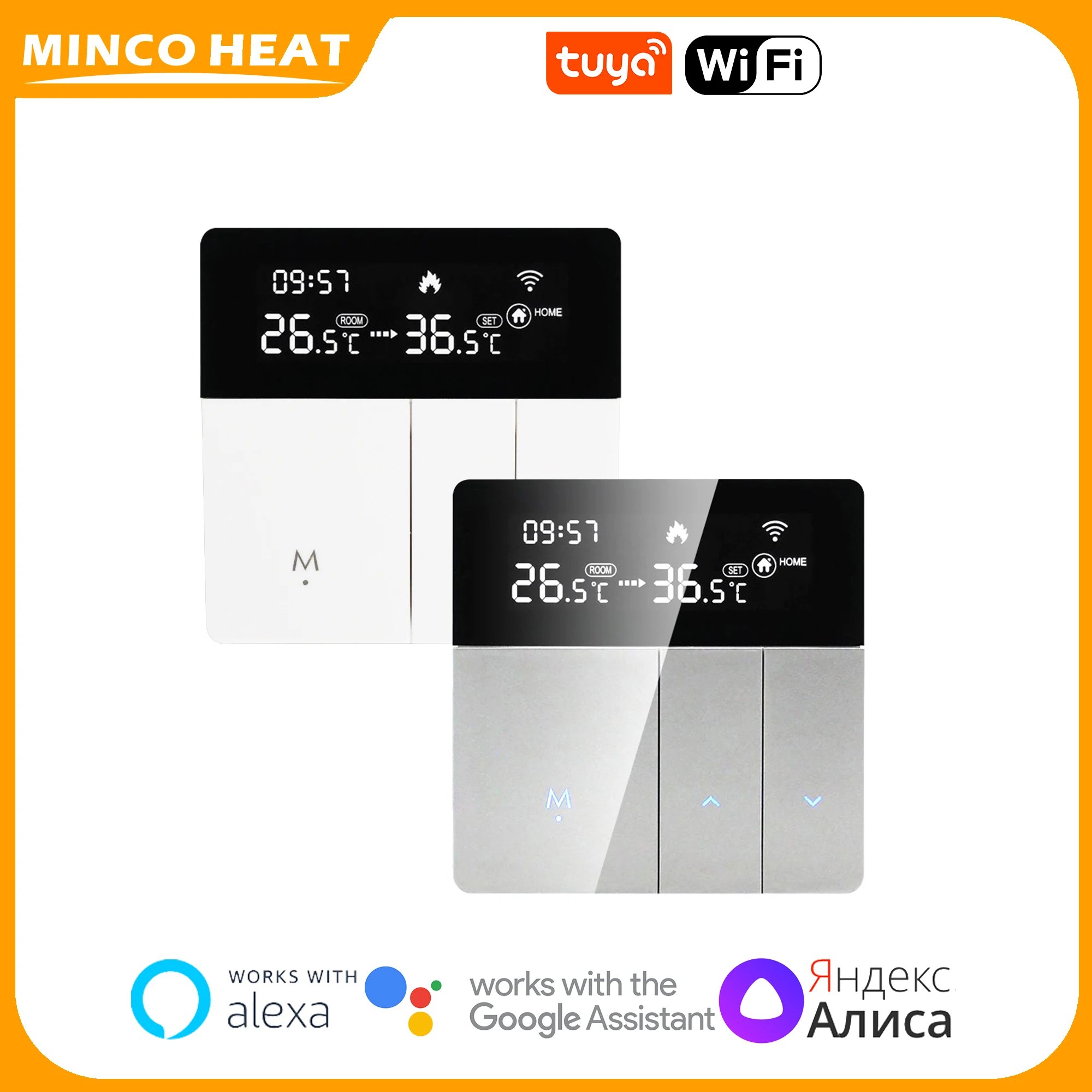 Minco Heat Tuya スマートライフサーモスタット 3A/16A 床暖房/水/ガスボイラーサーモスタット Alexa Google Home と連携