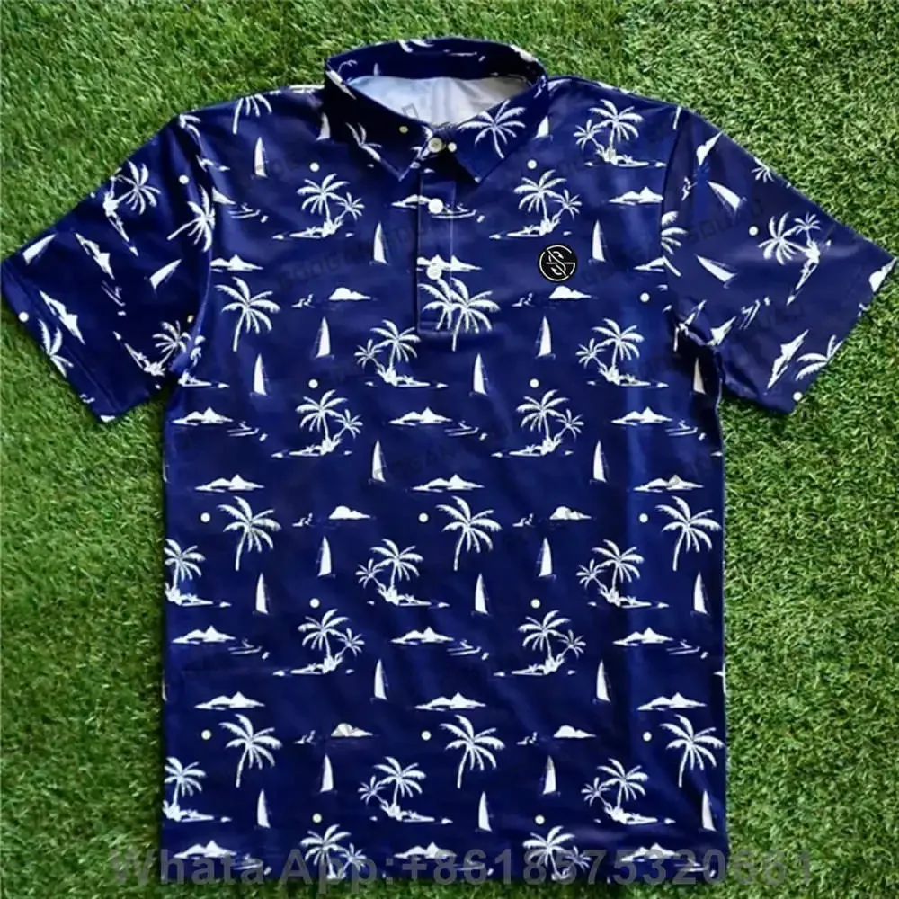 ゴルフアパレル夏の男性ラペルボタンレジャースポーツトップスポロシャツ服半袖Tシャツ速乾性F1レーシング服