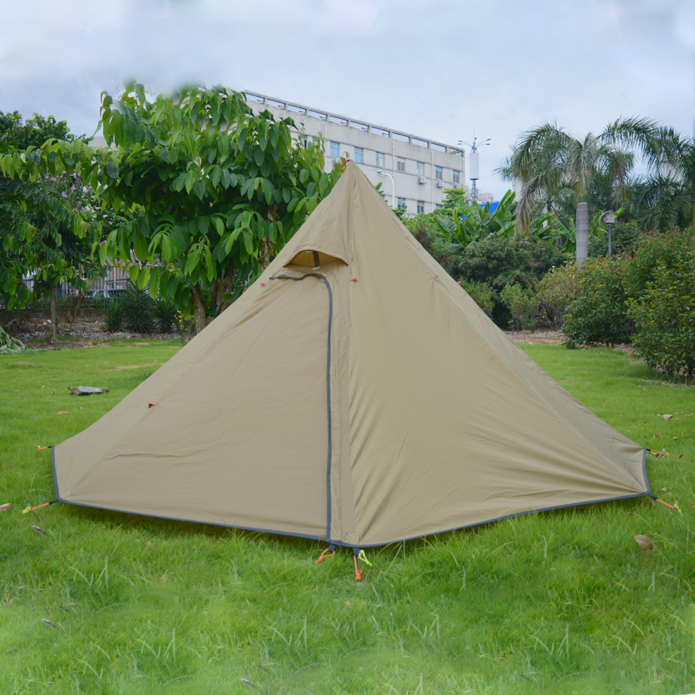 超軽量屋外キャンプテント防水 Silnylon ピラミッドテント大型ロッドレステントバックパッキングハイキングテント 3-4 人