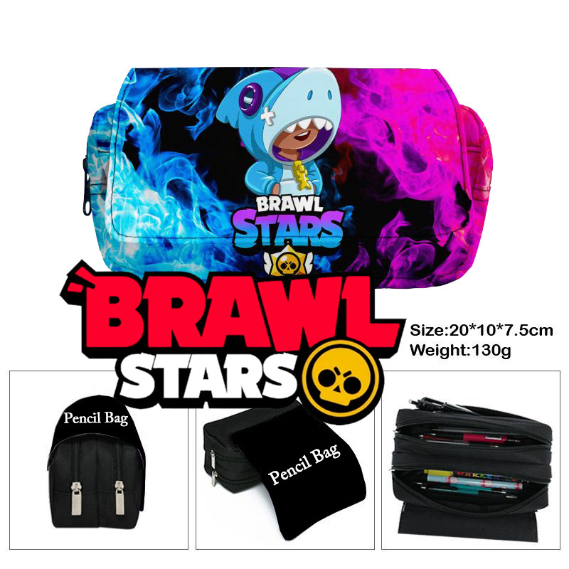 Anim Brawl Stars 鉛筆バッグ大容量ダブルジッパーキャンバス文具箱かわいい財布収納袋