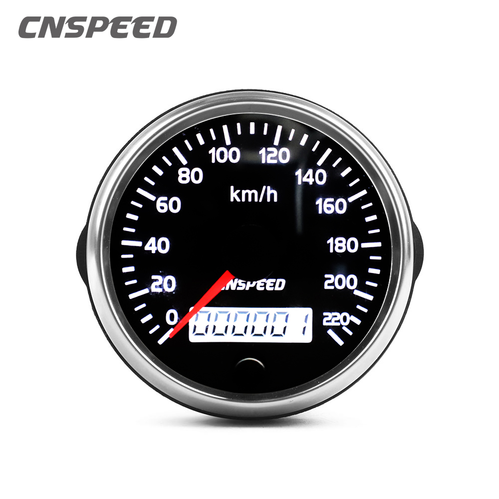 Universal 85mm Speedometer 220km/h Speed Gauge Meter 12V 24V With White/Amber Backlight With LCD For Motor Car Truck Boat