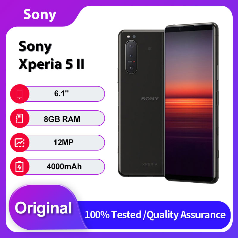 オリジナルロック解除 Sony Xperia 5 II 5G 指紋 Bluetooth 4000mAh 12MP 携帯電話 6.1 インチ 128 ギガバイト 8 ギガバイト RAM