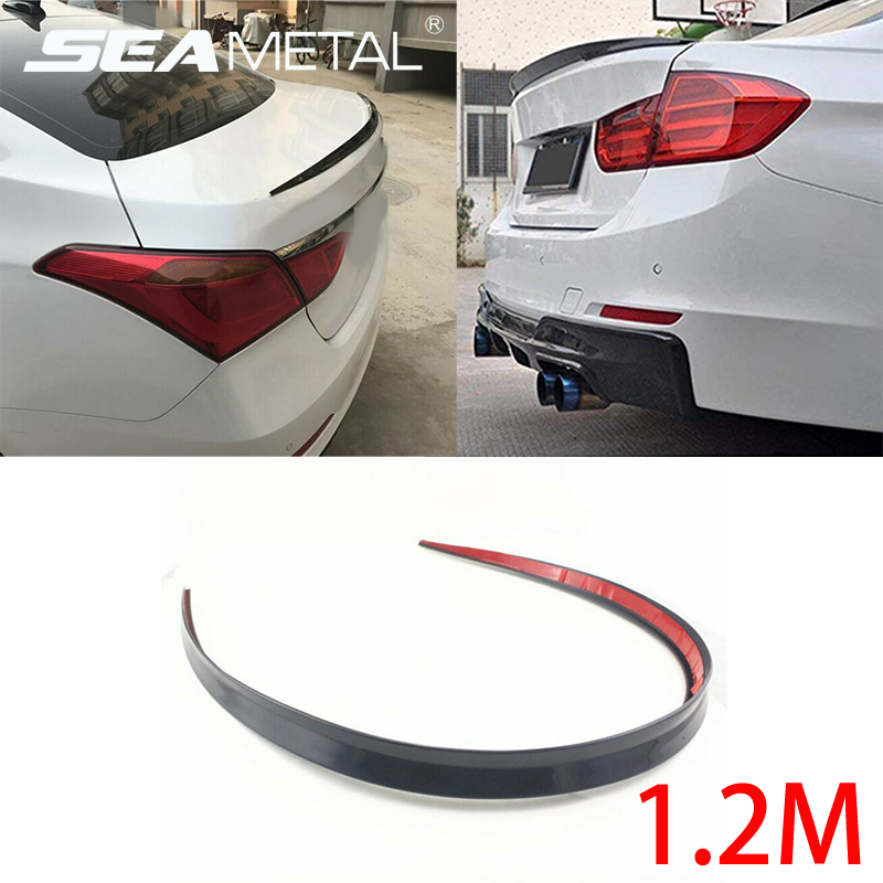 Seametal 車 ABS ユニバーサル 1.2 メートル黒スポイラー柔軟なソフト車のリアルーフトランクスポイラーリアウイングリップトリムスティックカーアクセサリー
