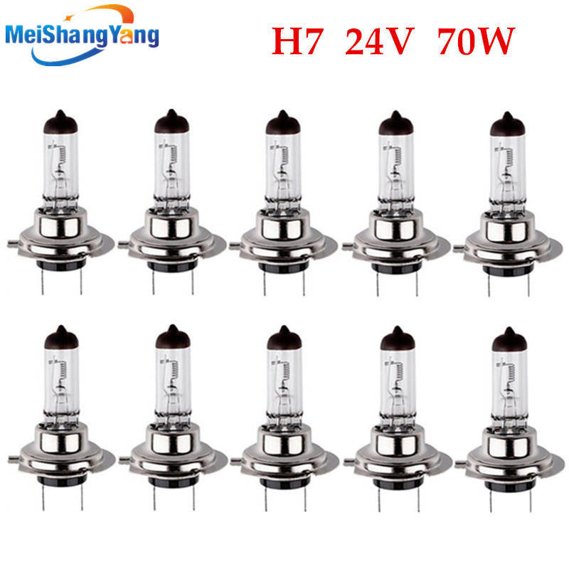 10 個 H7 24V 70 ワット 4300 18K イエローフォグハロゲン電球ライトランニング車のヘッドライトランプカースタイリング車の光源駐車日