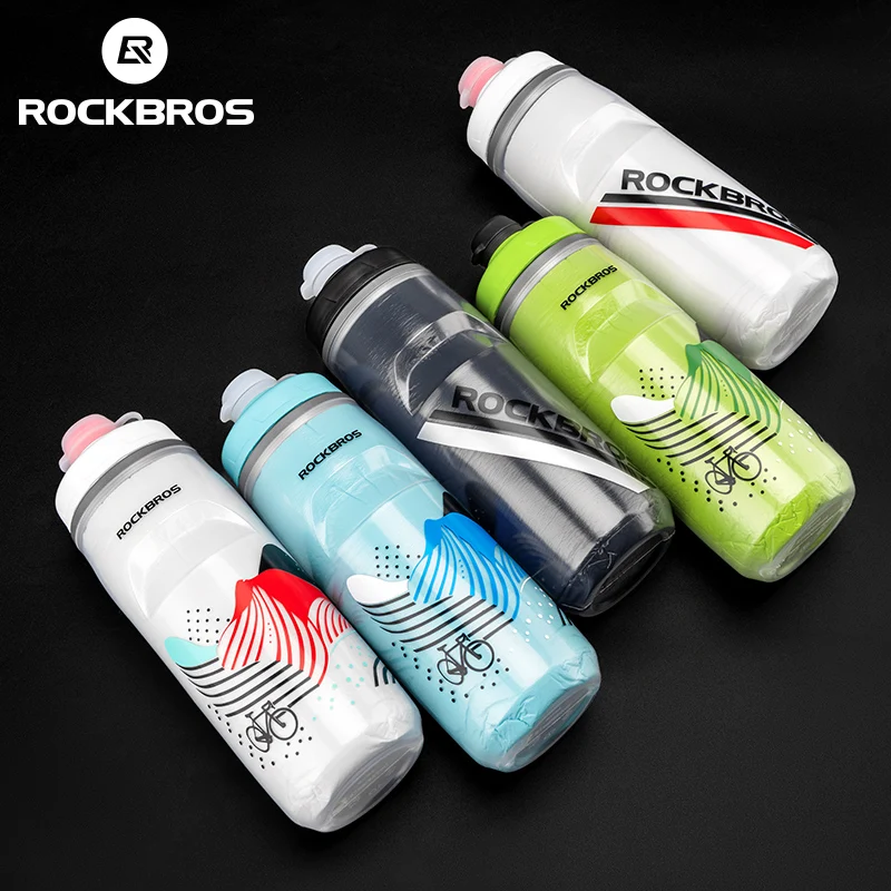 Rockbros サイクリングウォーターボトル冷水断熱熱シリコーンボトルフィットネス屋外自転車ポータブル 620 ミリリットルウォーターケトル