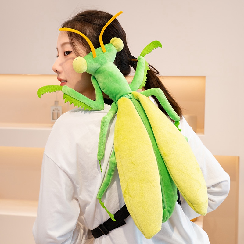 昆虫シリーズトンボカマキリバックパック現実的なトンボぬいぐるみぬいぐるみクリエイティブバッグ誕生日プレゼント子供のための