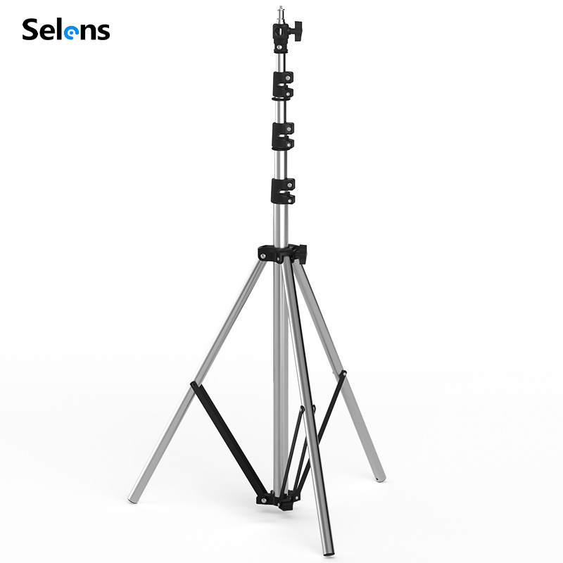 Selens 軽量ステンレス製ライトスタンド、2.2m伸縮式三脚、エアクッション付き
