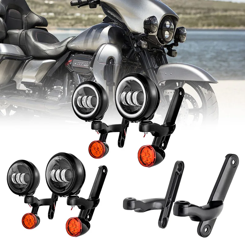 ハーレー用補助照明補助照明ブラケットフォグランプハーレー Cvo ストリートグライド FLHX 2006-2020 フレーム部品