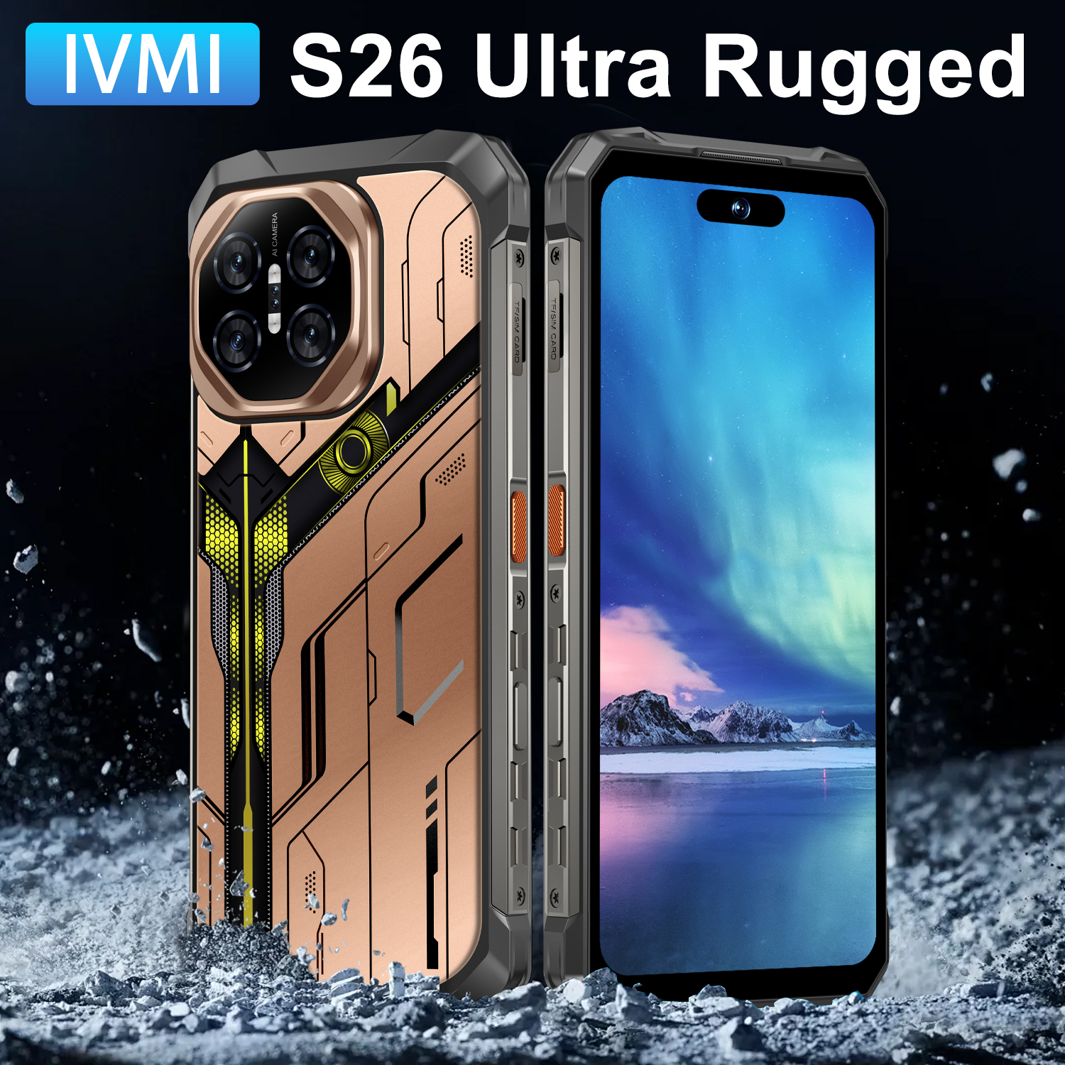 [世界初] IVMI S26 頑丈な携帯電話 10000mAh 24GB 512GB RAM 7.2 インチ HD スクリーン Android 15 108MP メインカメラ耐久性のある NFC スマートフォン