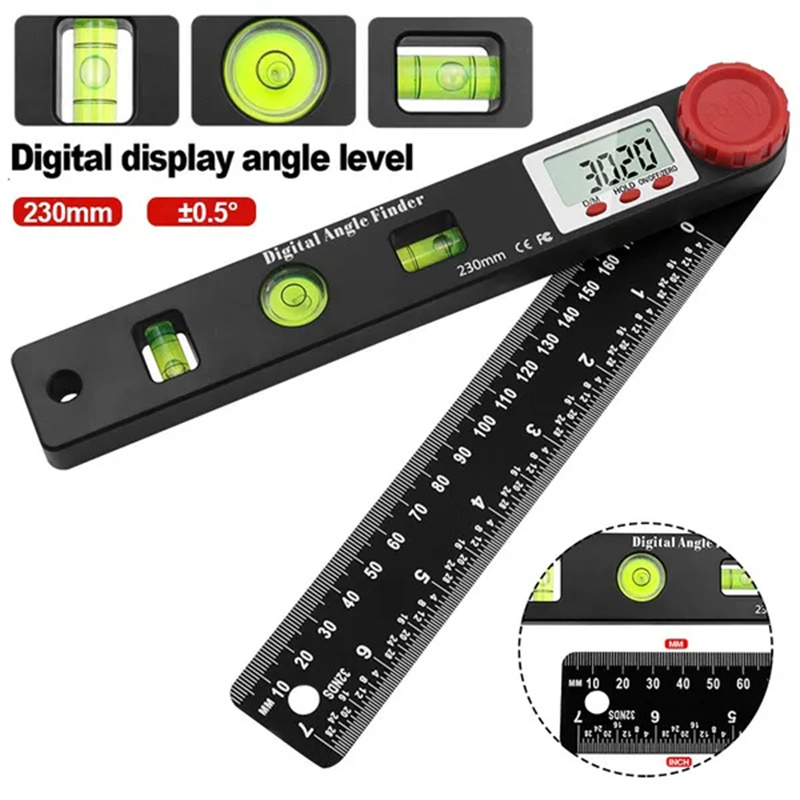 4 で 1 デジタル表示角度定規分度器 3 バブルレベルゲージ LCD ディスプレイ角度測定ツール木工アクセサリー