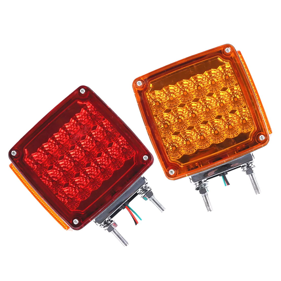 1 ペア 12V 39LED ユニバーサルスクエアデュアルフェイススタッドマウント台座フェンダーターンシグナルマーカーライトトレーラートラクターバスボート用