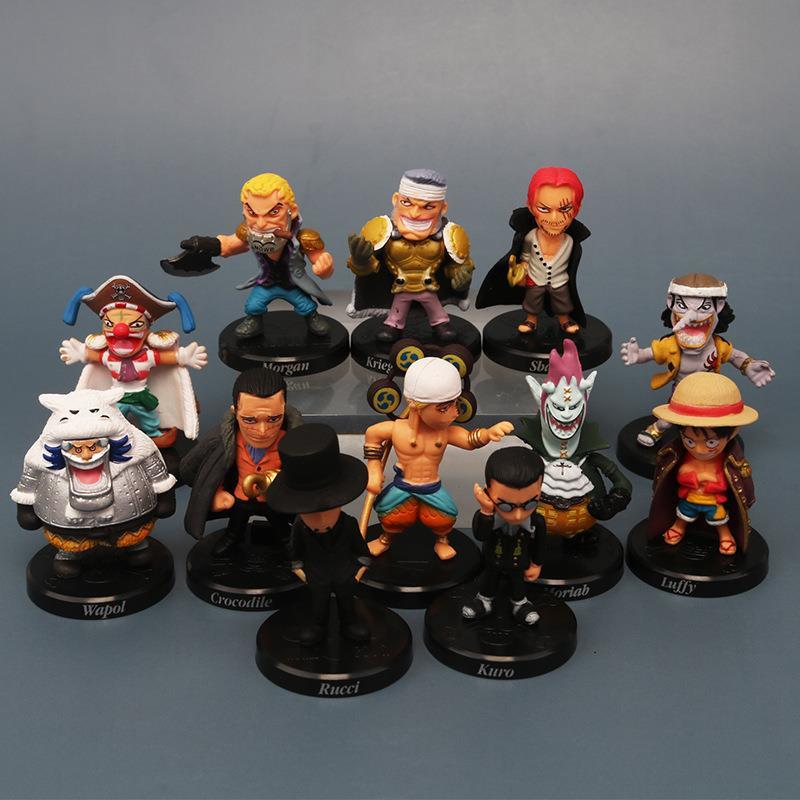 12 ピース/セット Q バージョンワンピースサボシャンクスルッチクロコダイルモリアバギーエネル PVC フィギュアグッズモデルのおもちゃファンギフト